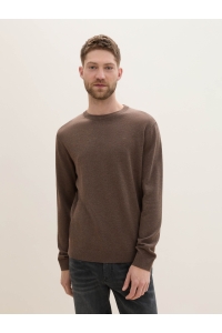 Tom Tailor Group Basic Crewneck knit wood brown melange