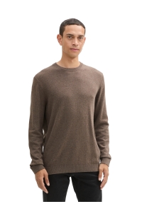 Tom Tailor Group cotton cashmere crewneck wood brown melange