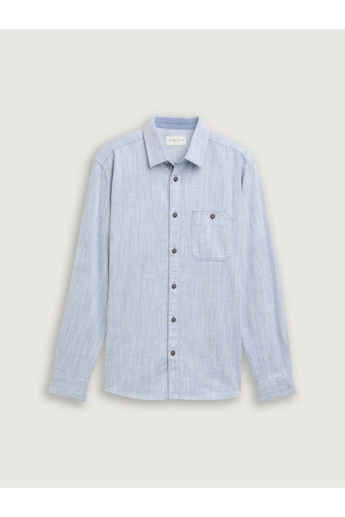 Tom Tailor Twill slubyarn shirt white blue twill