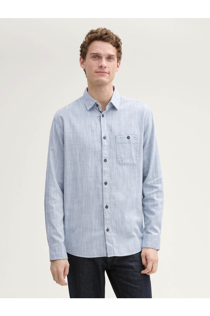 Tom Tailor Twill slubyarn shirt white blue twill