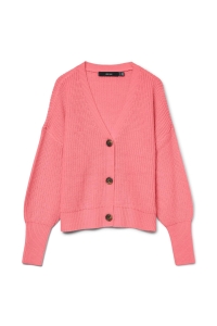 Vero Moda VMLEA LS V-NECK CUFF CARDIGAN NOOS coral paradise