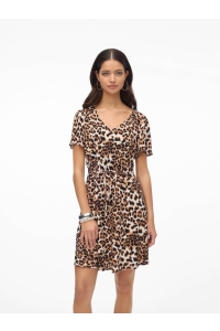 Vero Moda VMEASY JOY SS SHORT DRESS WVN GA tan/leo