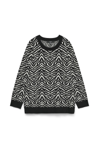Vero Moda VMCARIA ART LS O-NECK PULLOVER GA C: black/w. birch (zebra print)