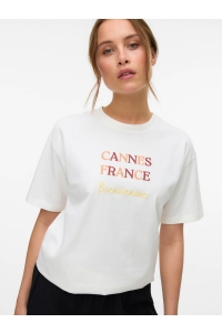 Vero Moda VMSARA MIA SS TOP BOX JRS SPE GA snow white/cannes france