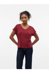 Vero Moda VMVANESSA SS V-NECK TOP JRS GA syrah