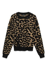 Vero Moda VMSILJEANIMAL LS O-NCK PULLOVER GA : tigers eye/w. black leo pattern