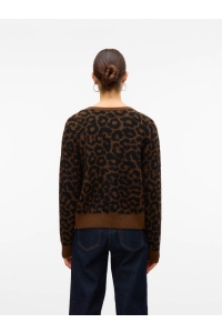 Vero Moda VMNEWKAI LS O-NECK CARDIGAN  BOO emperador/w. black leo pattern