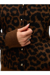 Vero Moda VMNEWKAI LS O-NECK CARDIGAN  BOO emperador/w. black leo pattern