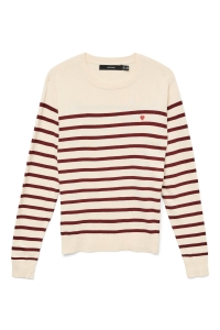Vero Moda VMDORY LS O-NECK PULLOVER BOO birch/w. syrah stripe + ribbon r