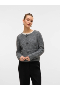 Vero Moda VMBLOSSOM LS O-NECK CARDIGAN BOO medium grey melange