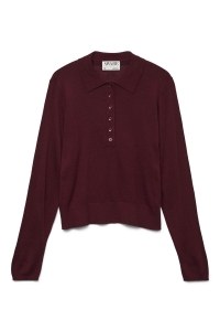 Vero Moda Aware AWSIKITA LS O-NECK KNIT POLO NOOS zinfandel