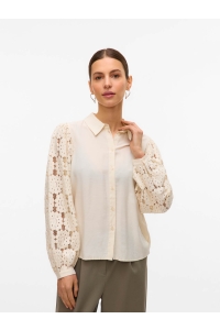 Vero Moda VMFABENA L/S SHIRT WVN BTQ GA birch/tone in tone lace