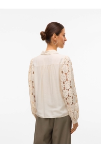 Vero Moda VMFABENA L/S SHIRT WVN BTQ GA birch/tone in tone lace