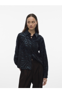 Vero Moda VMCARLA FOIL L/S SHIRT WVN GA black/black zebra foil