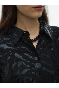 Vero Moda VMCARLA FOIL L/S SHIRT WVN GA black/black zebra foil