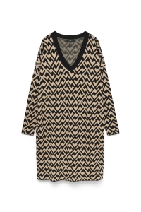 Vero Moda VMCARIA LS V-NCK BATWING SHORT DRES: black/w. silver mink (new graphi