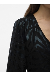 Vero Moda VMCARLA FOIL L/S SHORT WRAP DRESS W: black/black zebra foil