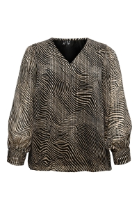 Vero Moda VMCGEBRA GEDNA V-NECK TOP WVN BTQ C: black/gebra