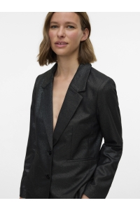 Vero Moda VMSAFINA LS FITTED SHINY BLAZER black/silver lurex