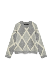 Vero Moda VMARGIE LS O-NECK PULLOVER medium grey melange/w. birch