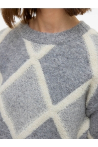 Vero Moda VMARGIE LS O-NECK PULLOVER medium grey melange/w. birch