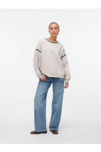 Vero Moda VMSHIRLEY LS O-NECK SWEAT JRS GA pumice stone/melange + black bin