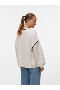 Vero Moda VMSHIRLEY LS O-NECK SWEAT JRS GA pumice stone/melange + black bin