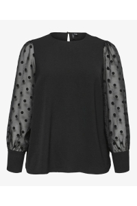 Vero Moda VMCALVA DETAIL LS TOP WVN GA CUR black