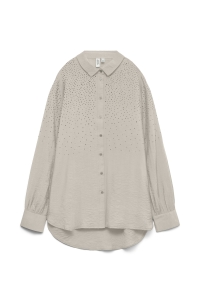 Vero Moda VMHERDIS LS SHIRT WVN BTQ GA pumice stone/silver rhinestones
