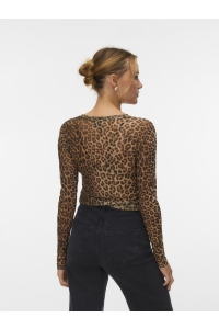 Vero Moda VMLOVA LS MESH TOP JRS NOOS silver mink/leo