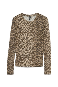 Vero Moda VMLOVA LS MESH TOP JRS NOOS silver mink/leo