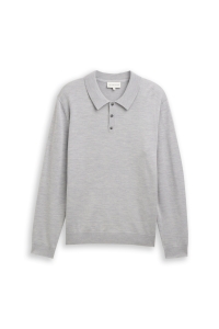 Tom Tailor Group Merino Wool Knit Polo grey melange