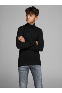 jack en jones boys JJEEMIL KNIT ROLL NECK STS JR black