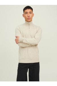 JJEEMIL KNIT HALF ZIP NOOS oatmeal/melange