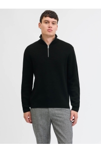 JACK%JONES PREMIUM JPRBLAMILANO STITCH KNIT HALF ZIP S: black