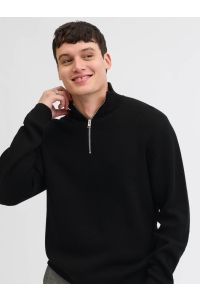 JACK%JONES PREMIUM JPRBLAMILANO STITCH KNIT HALF ZIP S: black