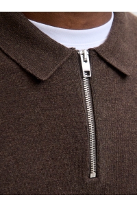 JJEEMIL KNIT POLO HALF ZIP LS NOOS mulch/twist