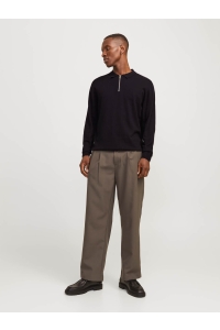 JJEEMIL KNIT POLO HALF ZIP LS NOOS black