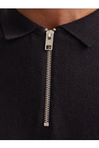 JJEEMIL KNIT POLO HALF ZIP LS NOOS black