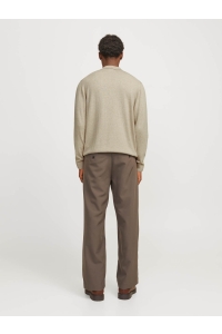 JJEEMIL KNIT POLO HALF ZIP LS NOOS oatmeal/melange