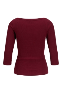 JACK&JONES ORIGINALS JXFIFI STR 3/4 BOATNECK TOP JRS NOO: cabernet