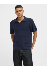 JACK%JONES PREMIUM JPRCCEASTON KNIT SPLIT NECK SS SN night sky