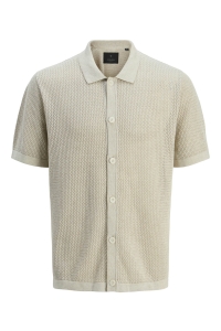 JACK%JONES PREMIUM JPRBLAARTO KNIT POLO SS LN whitecap gray/melange