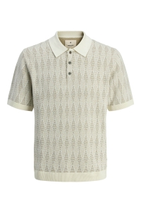 JACK%JONES PREMIUM JPRBLUJUDE KNIT JAQUARD POLO SS whisper white