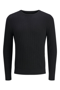 JJEEMIL KNIT CABLE CREW NECK NOOS black