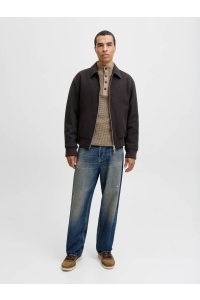 JACK&JONES ORIGINALS JJETHAN KNIT HIGH NECK crockery/twist w. canteen. butto