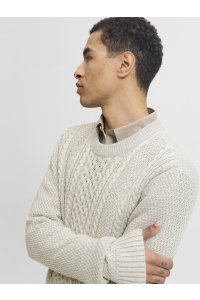 JACK&JONES ORIGINALS JJPAUL KNIT CREW NECK white melange