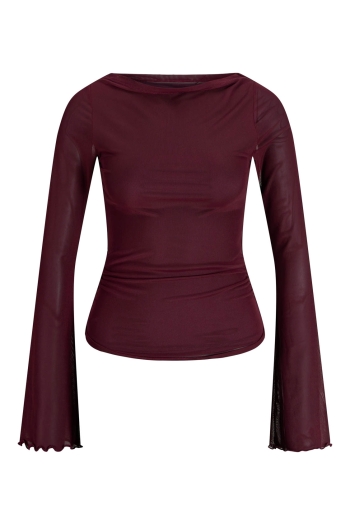 JACK&JONES ORIGINALS JXMINNA MESH LS TOP WVN LN