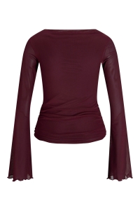 JACK&JONES ORIGINALS JXMINNA MESH LS TOP WVN LN cabernet