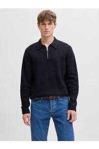 JACK%JONES PREMIUM JPRBLAMILANO STITCH KNIT ZIP POLO S: night sky